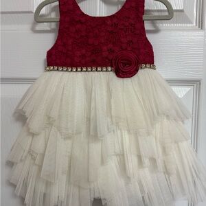 Red/white formal baby dress